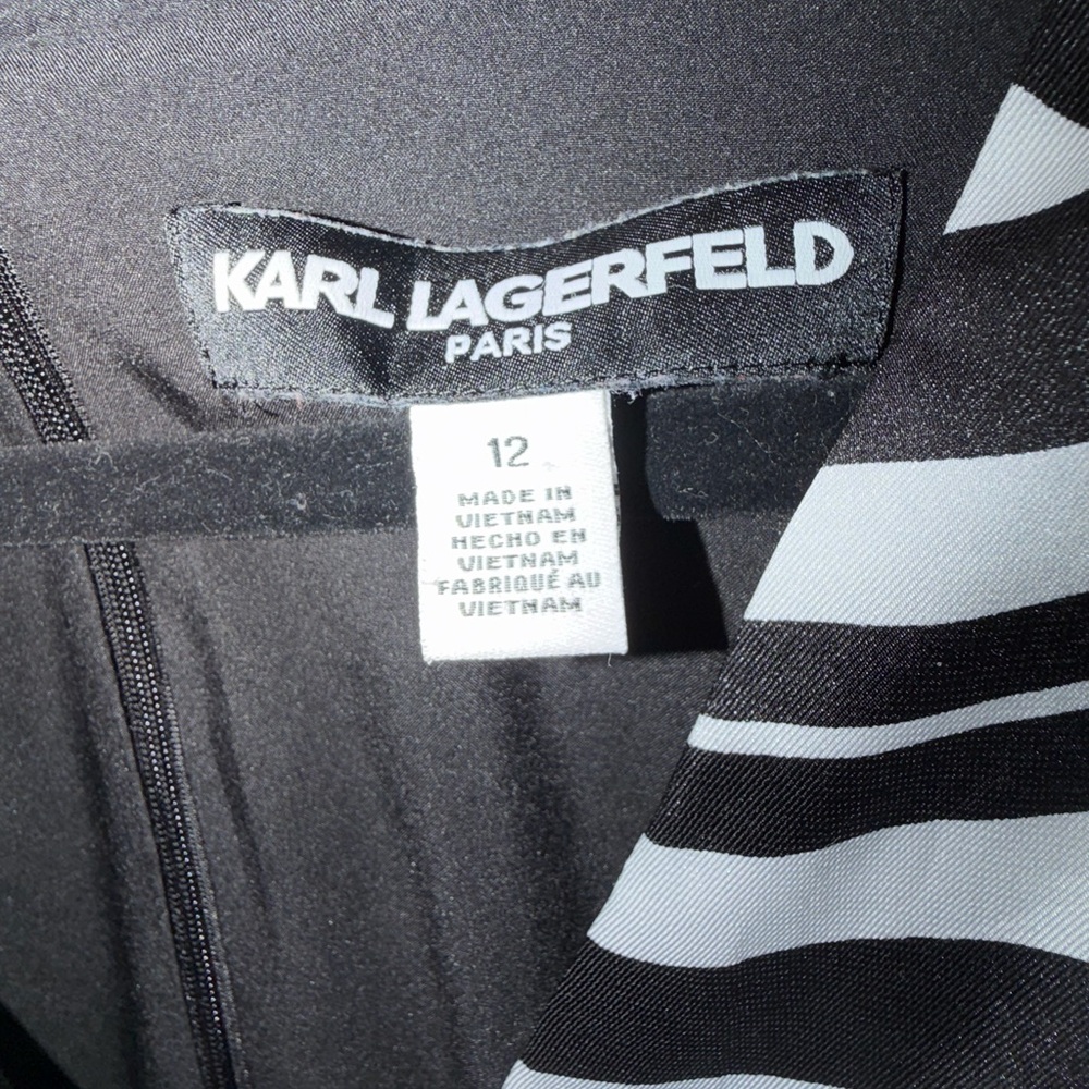 Karl Lagerfeld Geometric Black and White Midi Dress - Picture 3 of 3